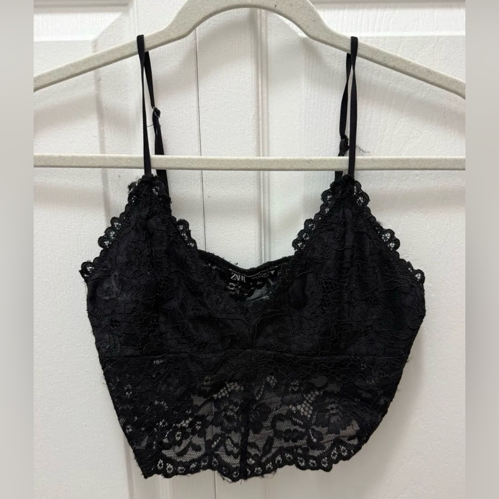 Zara Black Lace Crop Top